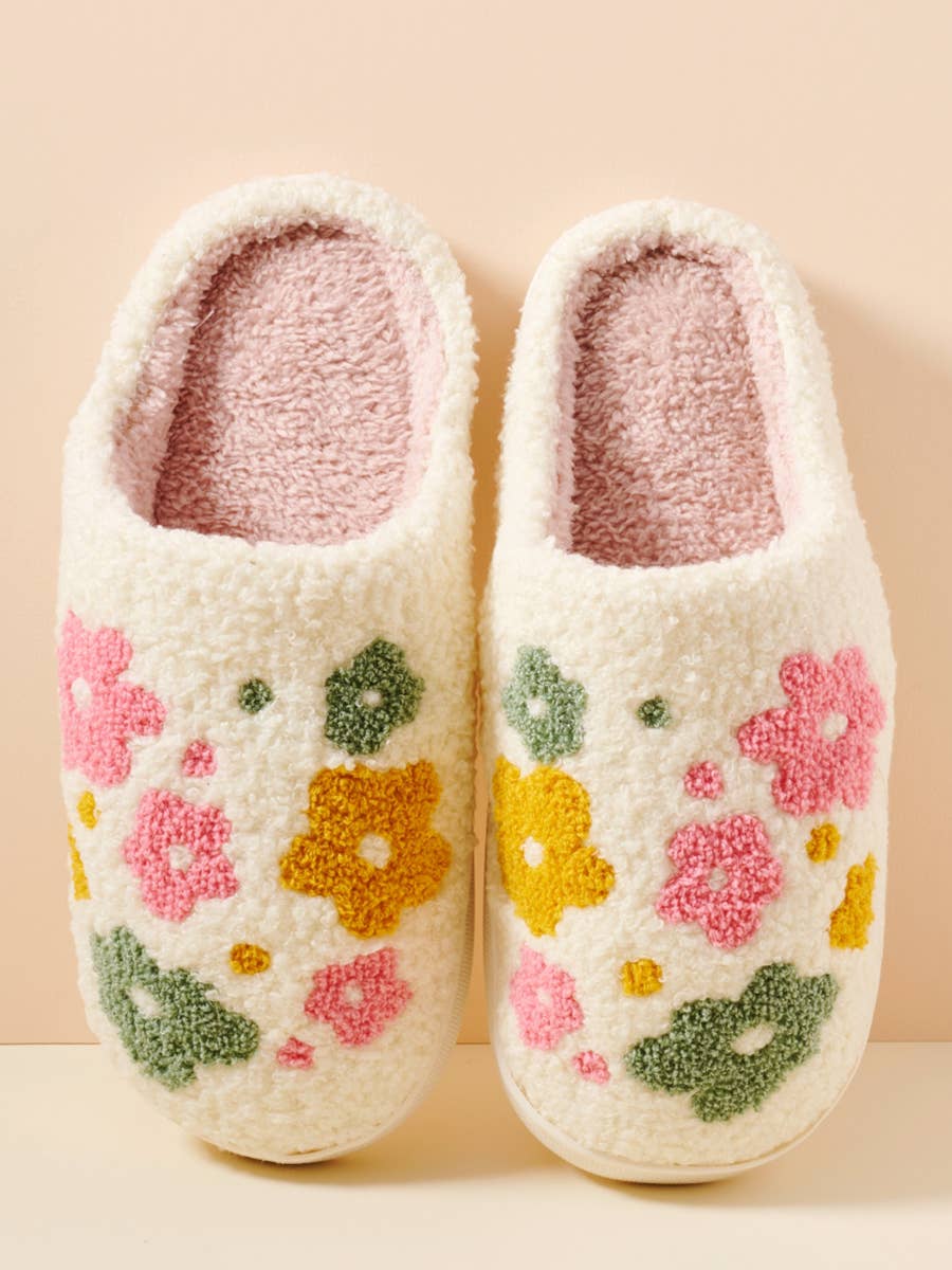 Flower Fuzzy Fleece Soft Slipper