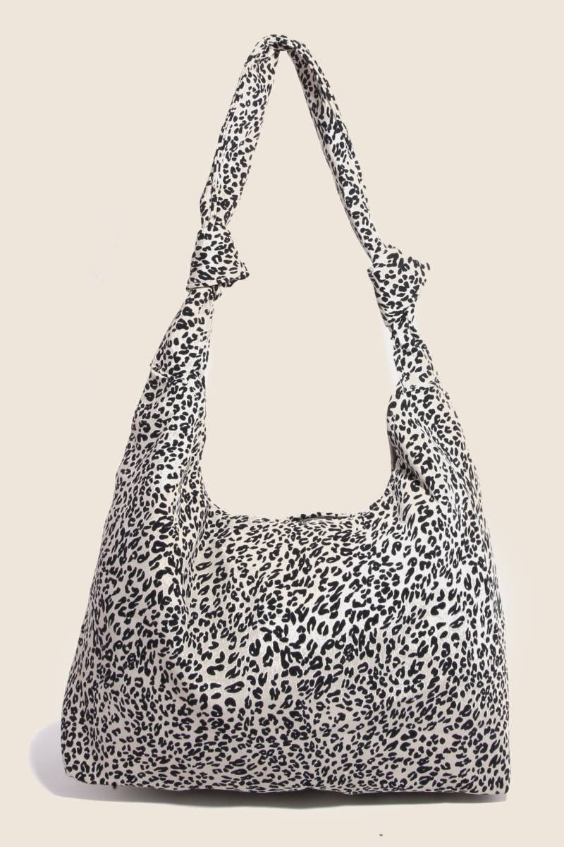 Knotted Strap Leopard Print Hobo Shoulder Bag
