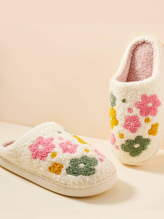 Flower Fuzzy Fleece Soft Slipper