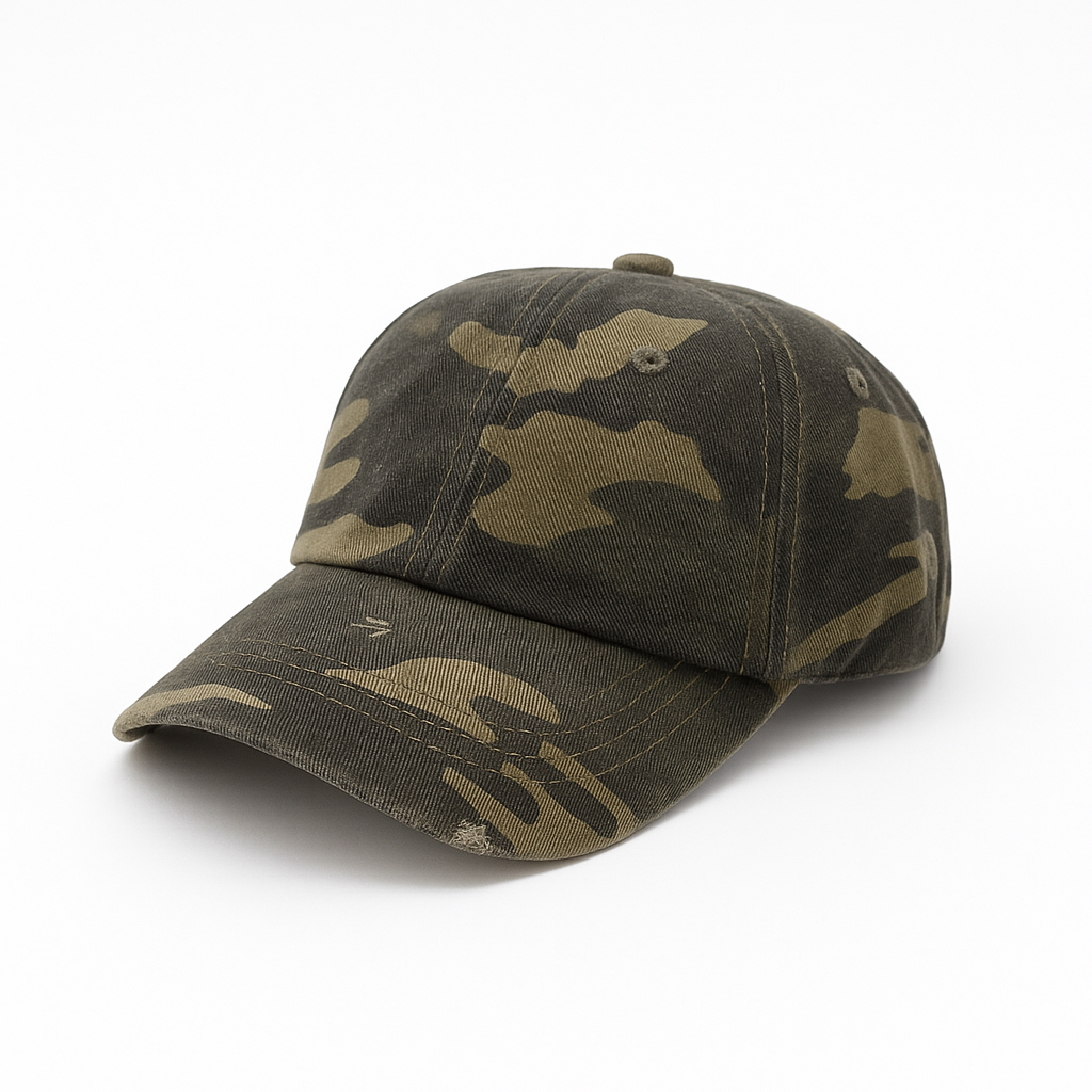 Distressed Camo baseball hat