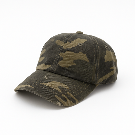 Distressed Camo baseball hat